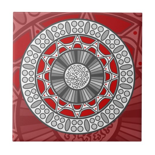 Aztec trifft Alien Tile Fliese (Vorderseite)