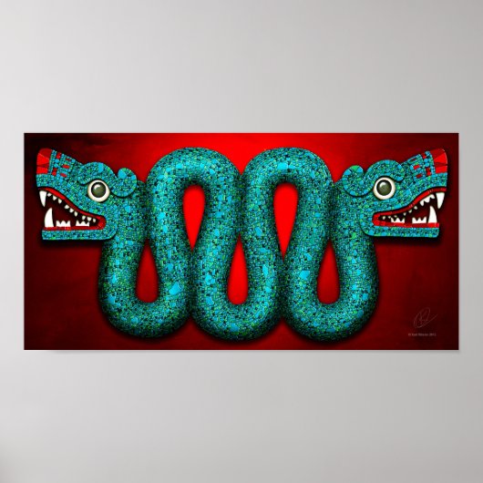 Aztec Turquoise Mosaic Serpent Poster (Vorne)