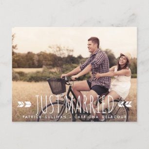 Aztec-Typografie-Just-Married-Gratulationskarte Ankündigungspostkarte