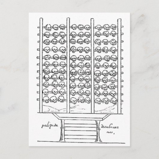 Aztec Tzompantli Skull Rack Codex Duran Postkarte (Vorderseite)