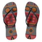 Aztec Warm Red Orange Brown Art Flip Flops Badesandalen (Fußbett)