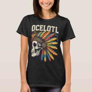 Aztec Warrior Skull mit farbenfrohen Feather Headd T-Shirt