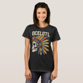 Aztec Warrior Skull mit farbenfrohen Feather Headd T-Shirt (Vorne ganz)