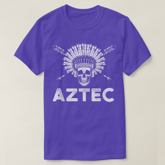 Aztec Warrior Skull Skeleton Antike Zivilisation T-Shirt (Design vorne)