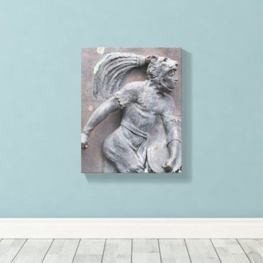 Aztec Warrior Stone Carving Leinwanddruck (Insitu (Holzboden))