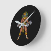 Aztec Warrior Weightlifting Runde Wanduhr (Winkel)
