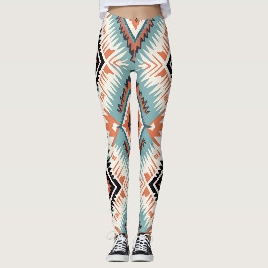 Aztec Western Tribal Large Pattern Leggings (Vorderseite)