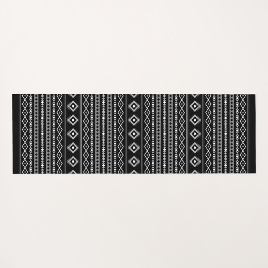 Aztec White Gray Black Mixed Motifs ml Muster Yogamatte (Rückseite (Horizontal))