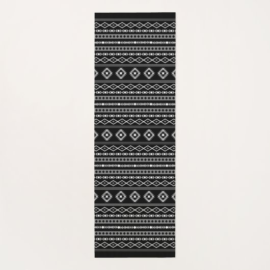 Aztec White Gray Black Mixed Motifs ml Muster Yogamatte (Rückseite)