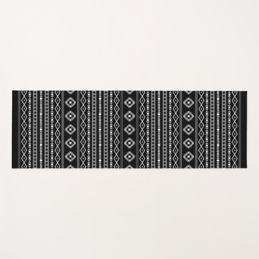 Aztec White Gray Black Mixed Motifs ml Muster Yogamatte (Vorderseite (Horizontal))