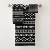 Aztec White Gray Black Mixed Motifs Muster Badhandtuch Set (Insitu)