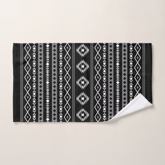 Aztec White Gray Black Mixed Motifs Muster Badhandtuch Set (Handtuch)