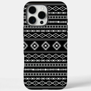 Aztec White Gray Black Mixed Motifs Muster iPhone 16 Pro Max Hülle