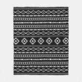 Aztec White Gray Black Mixed Motifs Muster Fleecedecke (Vorderseite)