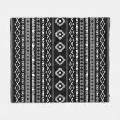 Aztec White Gray Black Mixed Motifs Muster Fleecedecke (Vorderseite (Horizontal))