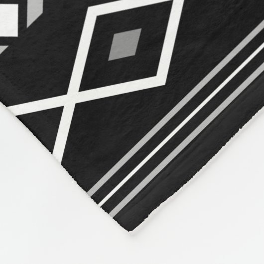 Aztec White Gray Black Mixed Motifs Muster Fleecedecke (Ecke)