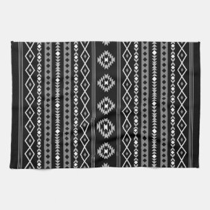 Aztec White Gray Black Mixed Motifs Muster Geschirrtuch