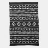 Aztec White Gray Black Mixed Motifs Muster Geschirrtuch (Vertikal)