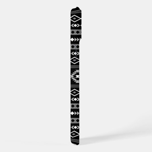 Aztec White Gray Black Mixed Motifs Muster iPhone Hülle (Rechte Seite)