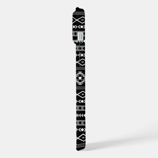 Aztec White Gray Black Mixed Motifs Muster iPhone Hülle (Linke Seite)