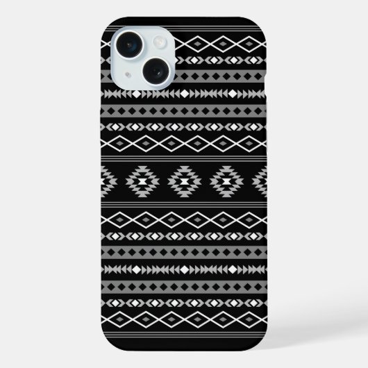 Aztec White Gray Black Mixed Motifs Muster iPhone Hülle (Rückseite)
