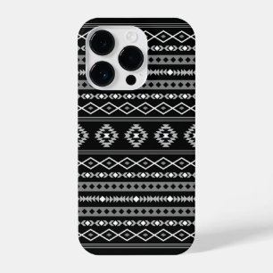Aztec White Gray Black Mixed Motifs Muster iPhone 14 Pro Hülle