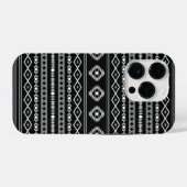 Aztec White Gray Black Mixed Motifs Muster iPhone Hülle (Rückseite (Horizontal))
