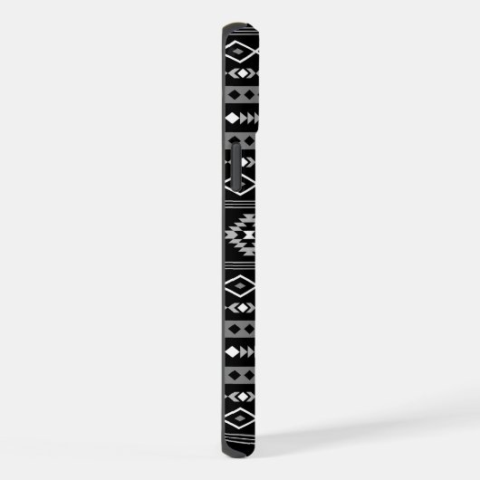 Aztec White Gray Black Mixed Motifs Muster iPhone Hülle (Rechte Seite)