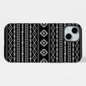 Aztec White Gray Black Mixed Motifs Muster iPhone Hülle (Rückseite (Horizontal))