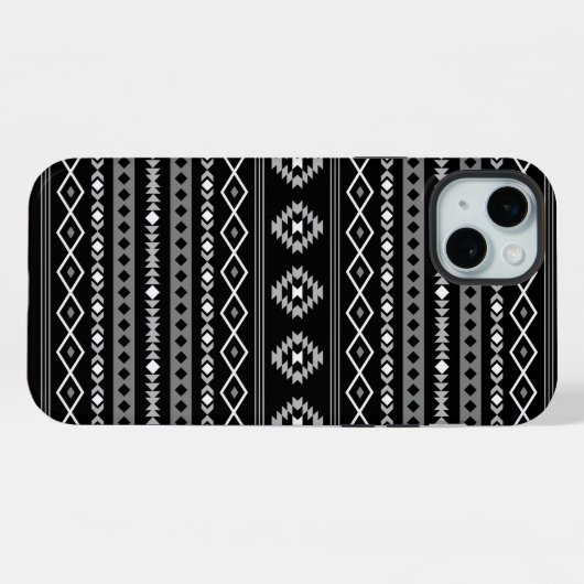 Aztec White Gray Black Mixed Motifs Muster iPhone Hülle (Rückseite (Horizontal))