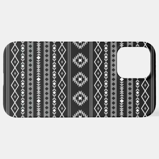 Aztec White Gray Black Mixed Motifs Muster iPhone Hülle (Rückseite (Horizontal))