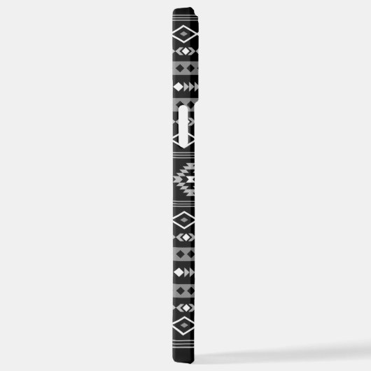 Aztec White Gray Black Mixed Motifs Muster iPhone Hülle (Rechte Seite)