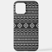 Aztec White Gray Black Mixed Motifs Muster iPhone Hülle (Rückseite)