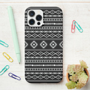 Aztec White Gray Black Mixed Motifs Muster iPhone 12 Pro Max Hülle