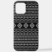 Aztec White Gray Black Mixed Motifs Muster iPhone Hülle (Rückseite)