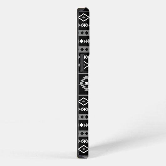 Aztec White Gray Black Mixed Motifs Muster iPhone Hülle (Rechte Seite)