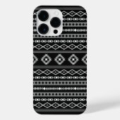 Aztec White Gray Black Mixed Motifs Muster iPhone Hülle (Rückseite)