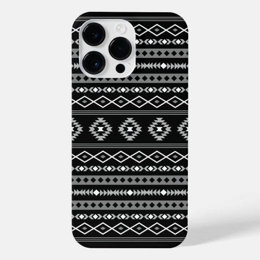 Aztec White Gray Black Mixed Motifs Muster iPhone Hülle (Rückseite)