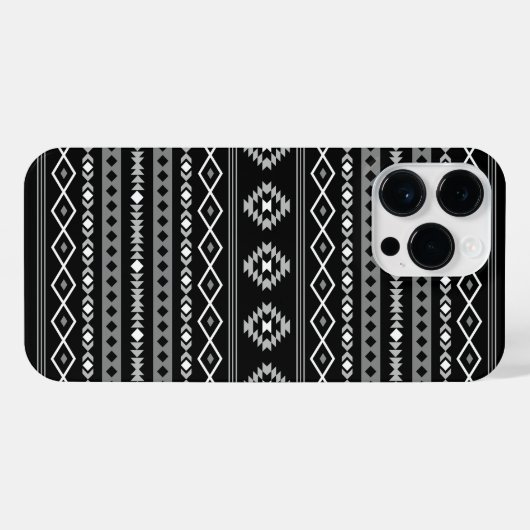 Aztec White Gray Black Mixed Motifs Muster iPhone Hülle (Rückseite (Horizontal))