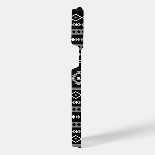 Aztec White Gray Black Mixed Motifs Muster iPhone Hülle (Rechte Seite)