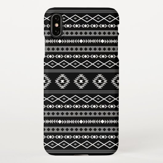 Aztec White Gray Black Mixed Motifs Muster iPhone Hülle (Rückseite)