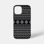 Aztec White Gray Black Mixed Motifs Muster iPhone Hülle (Rückseite)