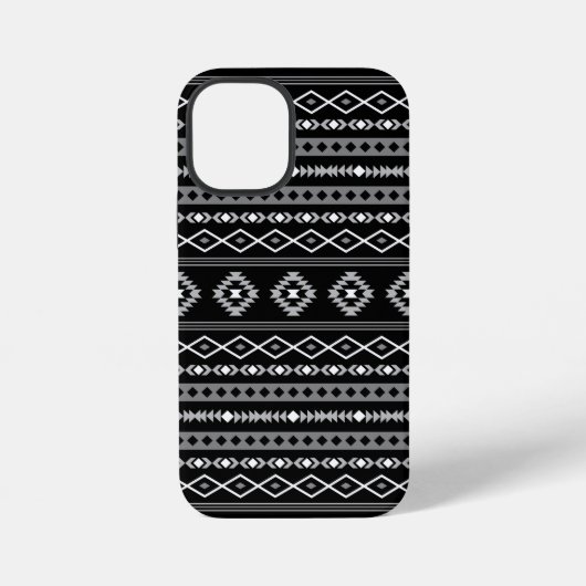 Aztec White Gray Black Mixed Motifs Muster iPhone Hülle (Rückseite)