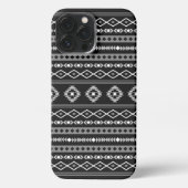 Aztec White Gray Black Mixed Motifs Muster iPhone Hülle (Rückseite)