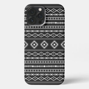 Aztec White Gray Black Mixed Motifs Muster iPhone 13 Pro Max Hülle
