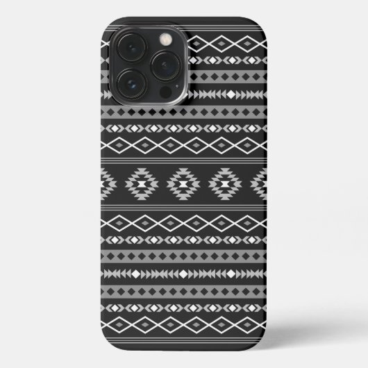 Aztec White Gray Black Mixed Motifs Muster iPhone Hülle (Rückseite)