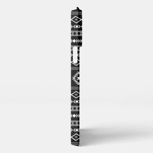 Aztec White Gray Black Mixed Motifs Muster iPhone Hülle (Rechte Seite)
