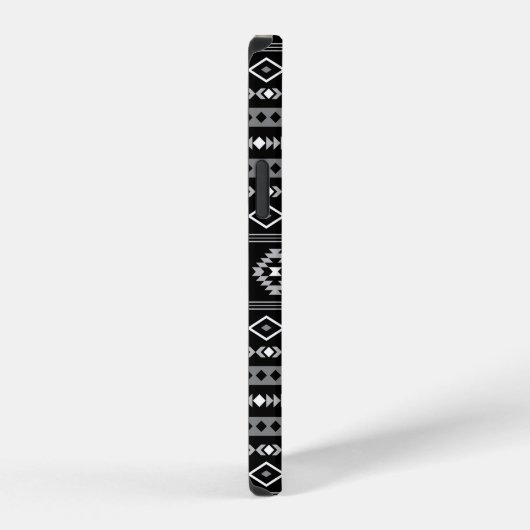 Aztec White Gray Black Mixed Motifs Muster iPhone Hülle (Rechte Seite)