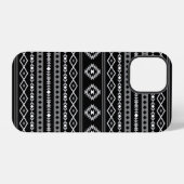 Aztec White Gray Black Mixed Motifs Muster iPhone Hülle (Rückseite (Horizontal))