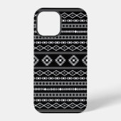 Aztec White Gray Black Mixed Motifs Muster iPhone Hülle (Rückseite)